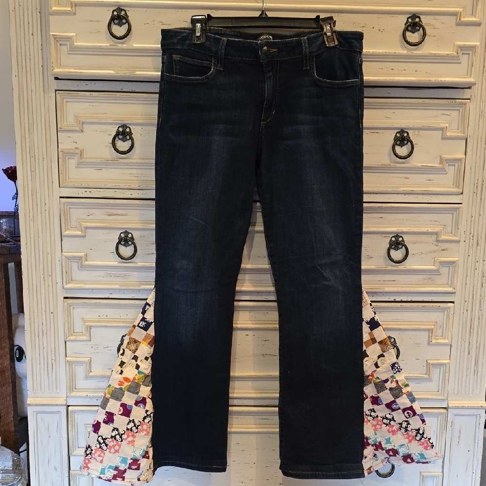 Joe's Jeans Dark Blue Flare with Colorful Patchwork